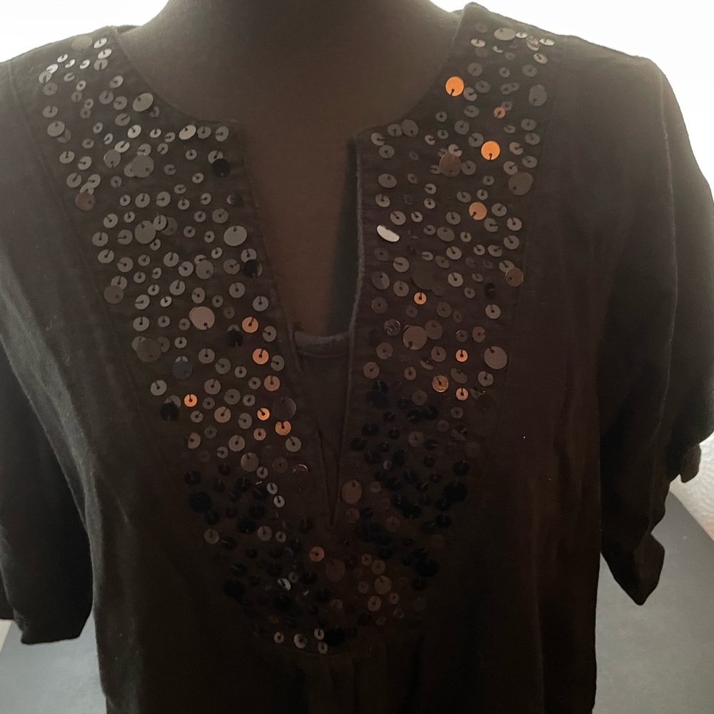 Lane Bryant black sequin short sleeve top